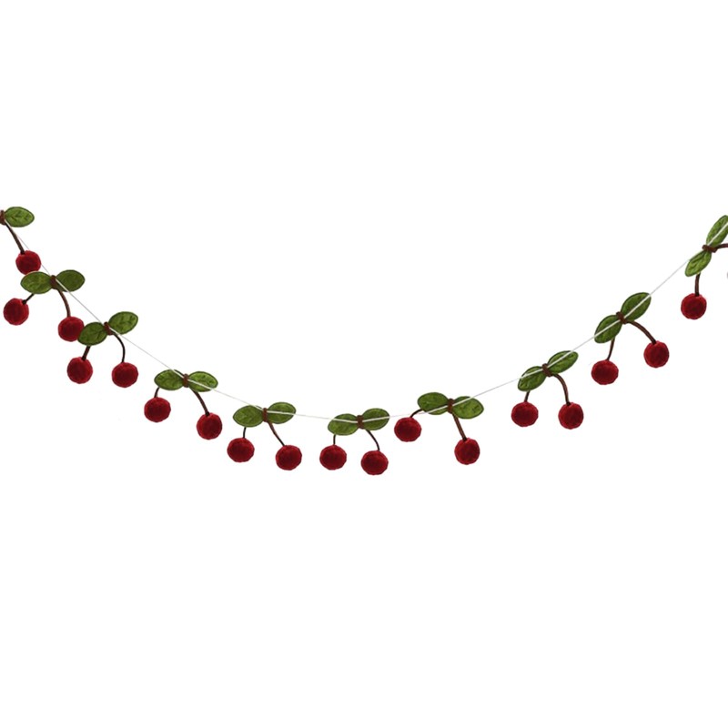 LUJIYY Soft and Realistic Handmade Cherry Felt String Garlands for