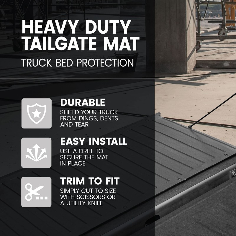 BDK-MT-600A Heavy-Duty Utility Truck Bed Tailgate Mat, 60" x 19.5"