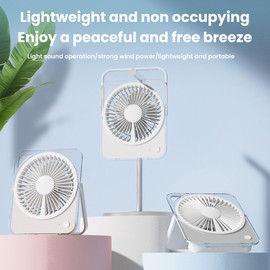 KIEROFIRT Transparent and Lightweight Desktop Fan Foldable Base Stand Three Wind Speeds Low Wind Resistance and Low Noise Lightweight and Portable Summer Companion