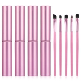 Telooco 4 Sets Eye Brushes for Makeup, Portable Eye Brushes,Eyeliner Angled for Concealer Eyebrows Eyeliner (pink 20PCS)