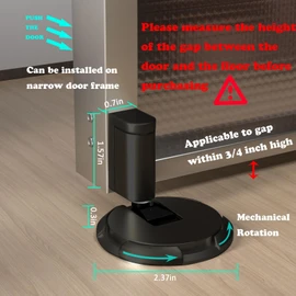 Mechanical Floor Door Stopper,Indoor Windproof Door Stop,Adjustable Height Door Holder,Nail Free or Screws,for Within 3/4 Inch High Door Gaps,No Magnetic Door Stop (Silver)
