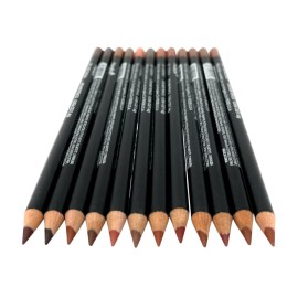 Nab 12 Colors Wooden Lip Liner Pencil, High Pigmented Lip Makeup, 7.5" Brown