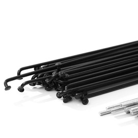 BaveL - Radios de acero para bicicleta de montaña, 199 mm a 209 mm con pezones, 36 piezas (negro, 202)