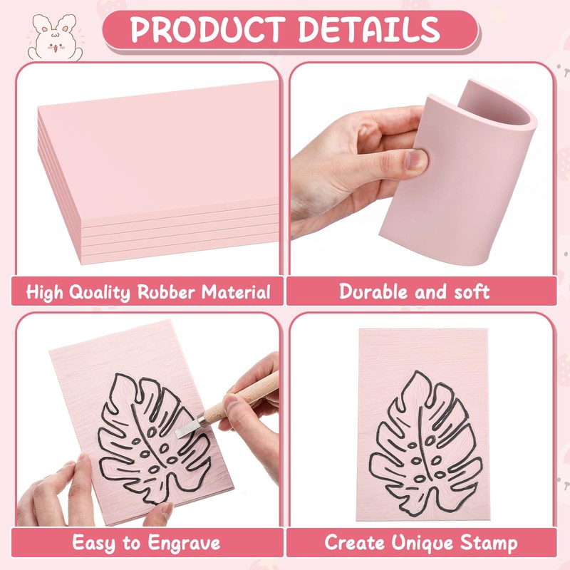 Frienda 30 Pack 4"x6" Rubber Carving Blocks Rubber Stamp Carving