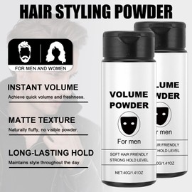 Texture Powder for Men, Pack of 2 Styling Powder and Volume Powder Hair with Matt Effect, Gives Instant Texture and Volume, Easy to Apply, Strong Hold Styling Powder for All Hair Types