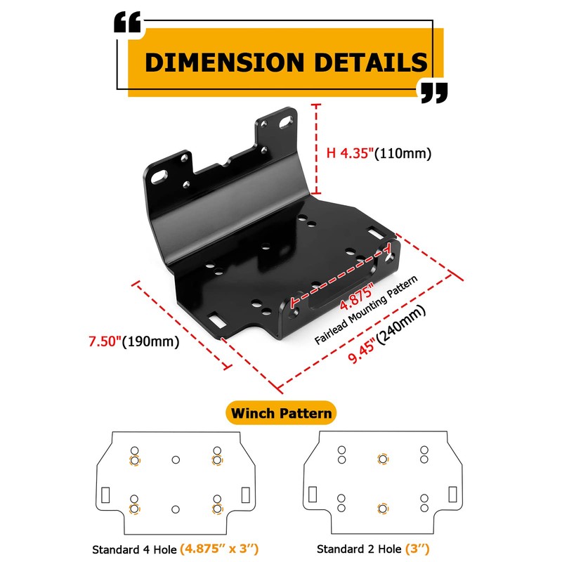 WeiSen Winch Mount Plate Bracket Compatible with 2016-2023 Yamaha Grizzly