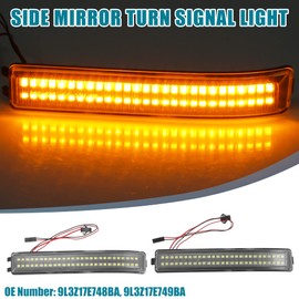 A ABSOPRO LED Side Mirror Turn Signal Light Clearance Lamp Door Rearview Wing Mirror LED Blinker 9L3Z17E748BA for Ford F150 2009-2014 Yellow White LED Clear Lens 1 Pair