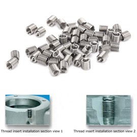 50pcs Wire Thread Insert Kit, 304 Stainless Steel NPT UNC 4-40 X 1-3D Screws Sleeve Assortment Helical Type Coiled for Automotive Repairs(2D)