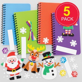 Baker Ross FE994 Christmas Mini Christmas Notebook Book for Kids - Pack of 4, Small Notepad for Kids, Party Bag Fillers for Kids