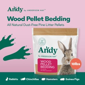 Andy Wood Pellet Bedding, 10 lb Bag, Premium Pine Pellets for Rabbits & Guinea Pig Bedding, Small Pets, Hamster, & Rabbit Litter