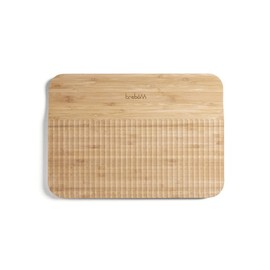 Trebonn - Wave Chop & Slide Medium Bamboo Chopping Board with Guide Cutting Pattern and Food Harvest Channel, 24 x 34 cm, Non-Slip Base
