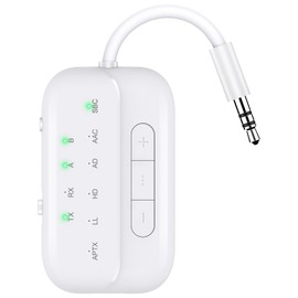 Bluetooth Transmitter Receiver,2-in-1 V5.3 Wireless Transmitter for Airplane,TV,PC,Gym,Switch. Supports up to 2 AirPods/Headphones. Bluetooth Receiver for Car/Home Stereo,AptX Low Latency & HD (Black)