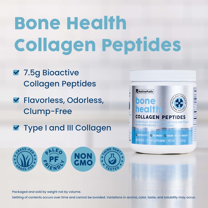 NativePath Bone Health Collagen Peptides, Type 1 & 3, with