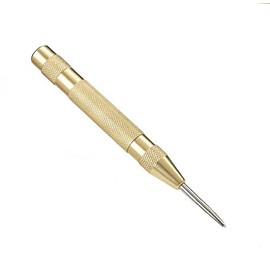 AIMALL 5.12-Inch Heavy Duty Automatic Center Punch Tool, Brass Bodied Spring-Loaded Auto Punch, Hand Tool for Wood and Thin Metal, No Hammer Needed, Adjustable Pressure