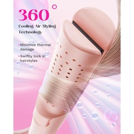 Wavytalk 1 Inch Curling Iron, Airflow Styler with 360° Cooling Air to Lock in Curls Quicker, Hair Straightener and Curler 2 in 1, Pink, 30S Heating