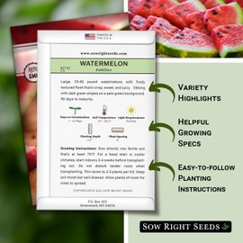 Sow Right Seeds - Watermelon Jubilee Seeds for Planting - Non-GMO Heirloom Packet with Instructions to Plant and Grow an Outdoor Home Vegetable Garden - Sweet Summer Treat - Red Variety