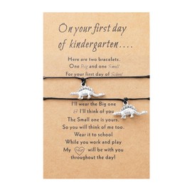 First Day of Kindergarten Mommy and Me Bracelets,Back to School Jewelry for Mother Daughter Bracelets Matching Dinosaur Wish Bracelet Set (AA)
