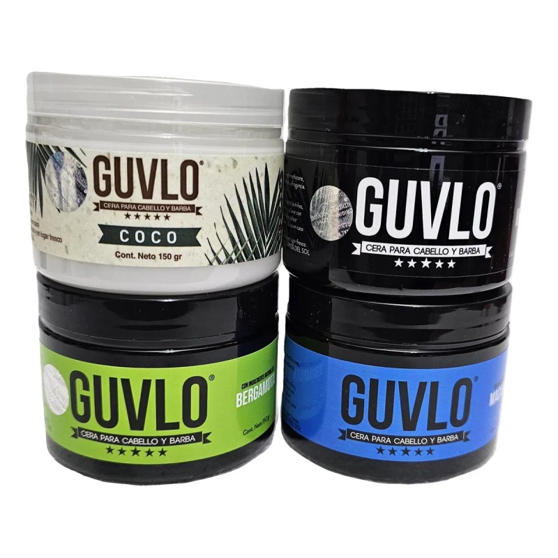 4 Pz Cera Para Hombre Guvlo, Cabello Barba Y Bigote