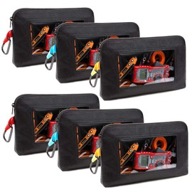 Foxrino Clear Tool Pouch, Heavy Duty Small Tool Bag with Zipper, Canvas Tool Pouch Organizer Bags for Men for Workshop, Contractors, Electricians & DIY Enthusiasts, Pencil Case, 6 Pack