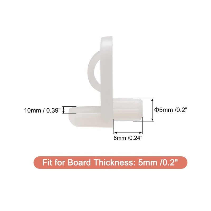 sourcing map Plastic Shelf Support Pegs,5mm Shelf -Locking,Mini Cabinet Shelf