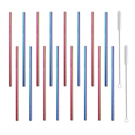 Morneve - Pajitas de metal cortas, pequeñas, de acero inoxidable, reutilizable, para niños, jugos, cócteles, cafeterías, fiestas, hogar, oficina, restaurante, 150 mm de longitud con cepillo para polvo