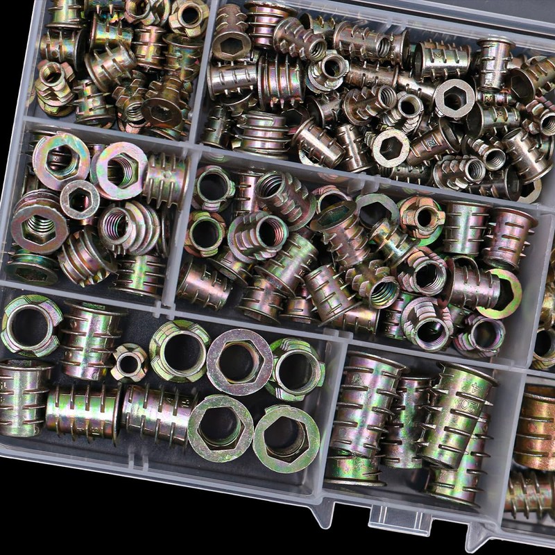 230 Pcs NUZAMAS Threaded Inserts Nuts Zinc Alloy Hex Socket