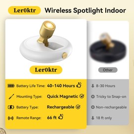 Rechargeable Battery LED Spotlight Indoor: Wireless Mini Art Accent Spot Lights with Timer Remote - Small Dimmable Uplight for Plants Display Painting Dartboard Artwork Portrait Closet (2 pack-white)