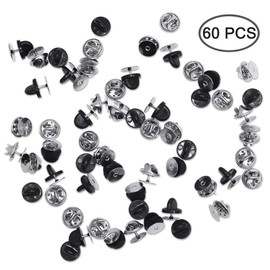 60 Pairs Tie Tack Pin Backs with Blank Pins, FineGood 30 Sets Metal Butterfly Cluth Pin Keepers Pin Locking Clasp & 30 Sets PVC Rubber Pin Backing Holder Cap with Pins