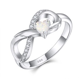 STARCHENIE Infinity Promise Ring 925 Sterling Silver Angel Wings Heart Opal Ring for Women Size 9, Gemstone, Cubic Zirconia