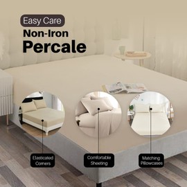 Fitted Sheets 25CM Extra Deep Percale - Beige - King