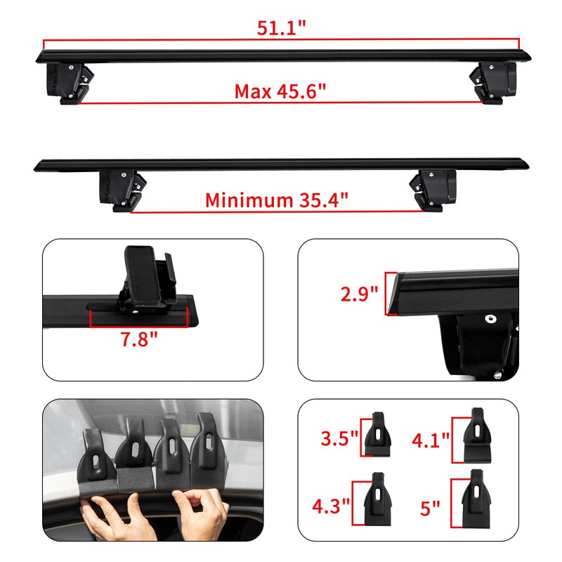 MAXSOUGH Universal Roof Rack Thick Aluminum Cross Bars,Adjustable Lockable Roof