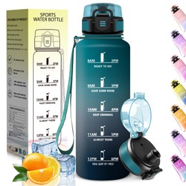 HoneyHolly Water Bottle, 1500 ml, Motivational and Leak-Proof, Water Bottle, Time Marking, Sports Water Bottle, Reusable, Water Bottle for Work, Camping, Hiking, Gym