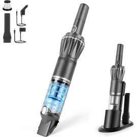 HIKALION Handheld Vacuum Cordless 25000PA, Super Lightweight 1lb with Powerful Suction, Charging Dock, Car Charger, Single Touch Empty and Detachable Dust Cup, Portable Mini Car Vac, White