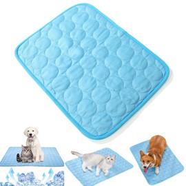 Dog Cooling Mat Large,Pet Cool Mat for Dogs&Cats,Ice Silk Self Cooling Pad for Home Outdoor,Animal Summer Sleeping Blanket,Washable,70 * 55cm (Blue)