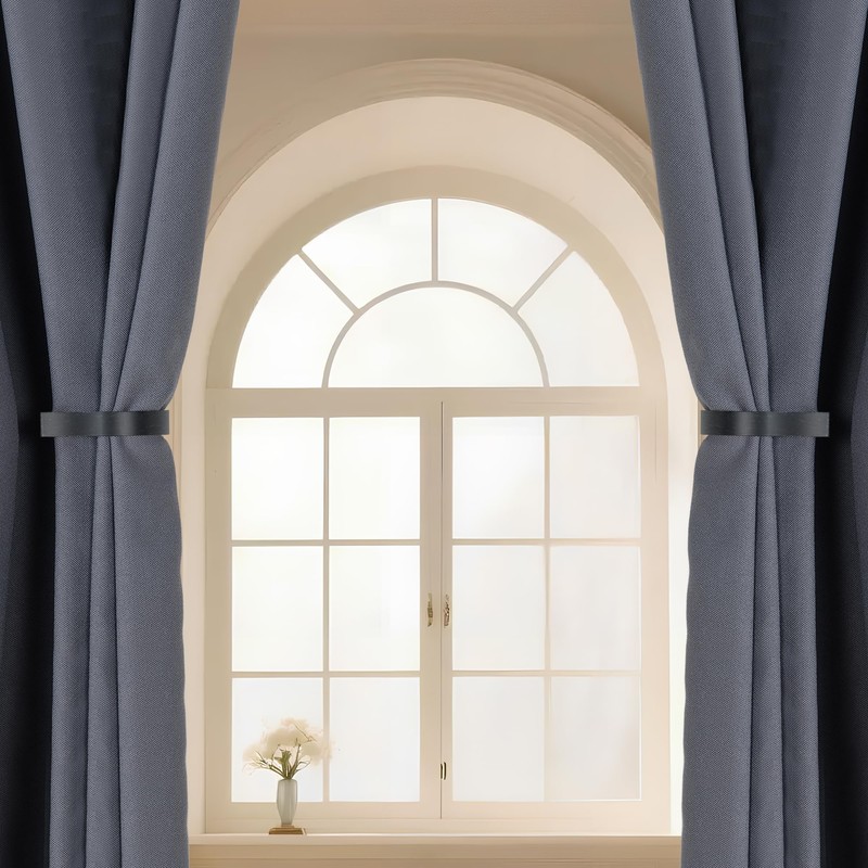 Mayrhyme Black Wood Grain Curtain Holdbacks,Solid Aluminum Wall Mounted Curtain