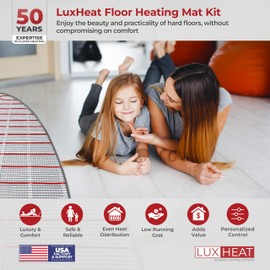 LuxHeat 15 Sqft Heating Mat - 120v Electric Radiant Floor Heating System, with Self-Adhesive Mesh for Easy Installation - Includes Installation Monitor & Floor Sensor - Excludes Thermostat