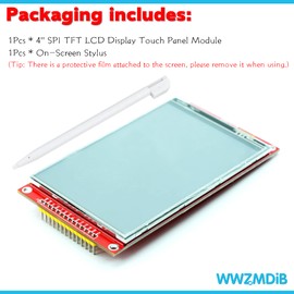 WWZMDiB TFT LCD Touch Display Module SPI Interface for Arduino (4", 480x320, ILI9488)