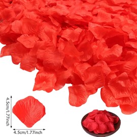 3000 Pcs Rose Petals,Senior Fake Rose Petals,Valentine's Day Gift,Her,Wedding Party, Home,Hotel,Bathroom,Bedroom,Baby Shower,Bed,Table Decoration - (Red)