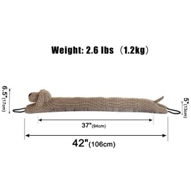 Marwood Under Door Draft Stopper Decorative Wind Stopper 42 inch for Door & Window, Weighted Animal Air Draft Stopper Snake Noise Blocker for Bottom of Door with Hanging Loops - Brown Dog