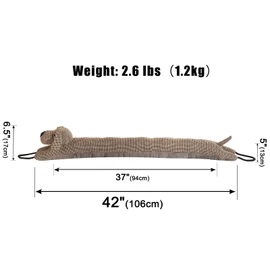 Marwood Under Door Draft Stopper Decorative Wind Stopper 42 inch for Door & Window, Weighted Animal Air Draft Stopper Snake Noise Blocker for Bottom of Door with Hanging Loops - Brown Dog