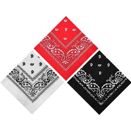 Lizzy 3 x Paisley Multifunctional Bandana's (Red, White, Black) Headwear Neckwear Cowboy Scarf | Mens Womens Multipack Men Hair Pirate Bandana