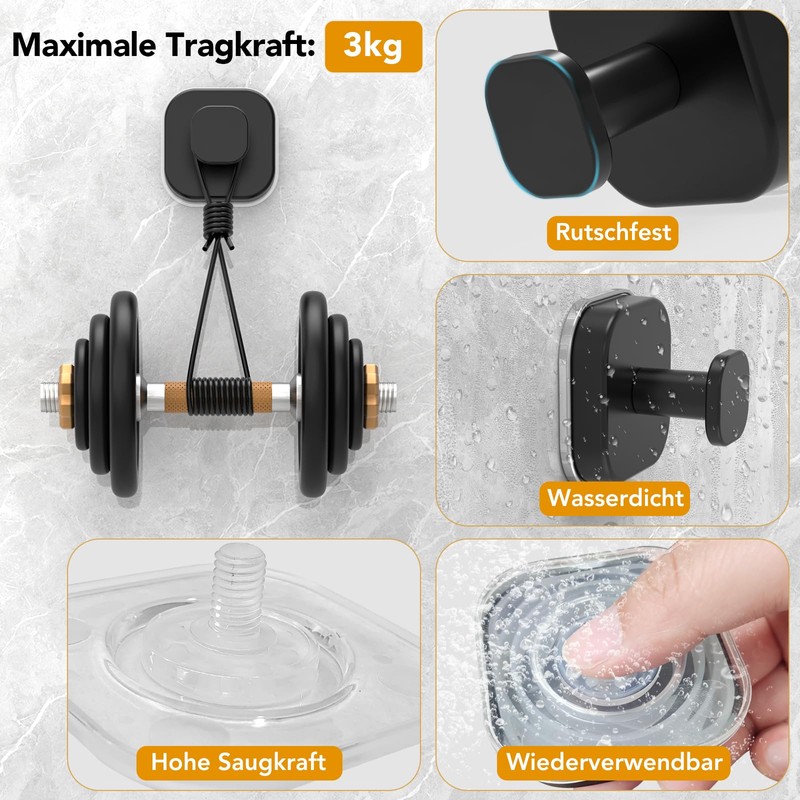 homeasy Pack of 2 Suction Cup Hooks Extra Strong Suction