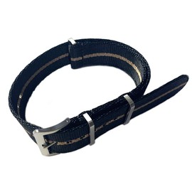 Naval Watch Co. Premium G10 NATO Type Silk Touch Nylon Strap, Black + Light Brown Stripe, DELUXE NYLON NATO TYPE WATCH STRAP Black + Light Brown Stripe, 0.9 inch (22 mm) Width