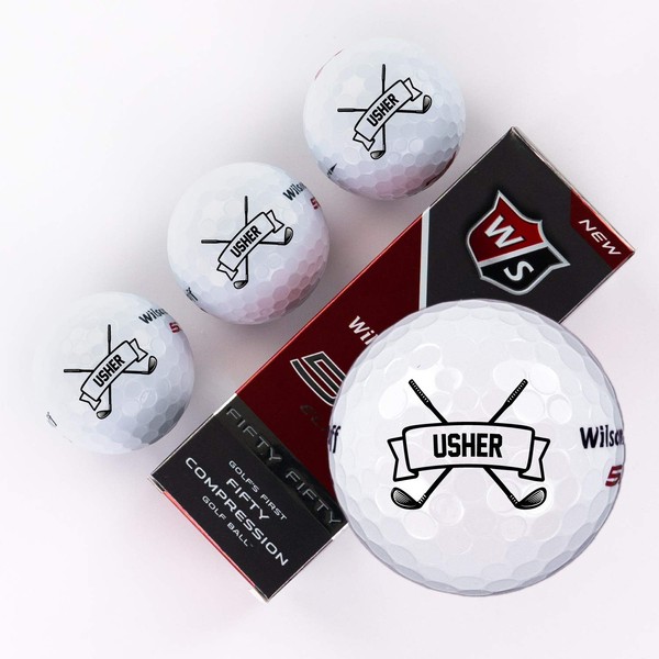 Usher Gifts for Wedding, Wilson Golf Balls Staff Elite, Sleeve of 3 Personalized Golf Balls for Men - Golf Gifts for Men