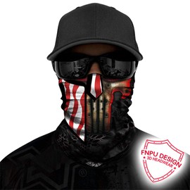 Pañuelo sin costuras para el cuello, bufanda, sin costuras, protección UV para motocicleta, ciclismo, equitación, correr, diademas, Cráneo de bandera nacional negra, Large