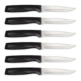 RADA Anthem Series Heavy Duty Paring Knife Stainless Steel Blade with Ergonomic Black Resin Handle, 7-3/8 Inches, Pack of 6