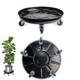 Tadpolebaby Heavy-Duty Plant Caddy with Wheels 16 Inch, 360° Lockable Caster,Outdoor Rolling Plant Dolly That is Not Easily Rusted, Indoor Metal Plant Cart with Rollers, Plant Pot Trolley, Black 2Pack