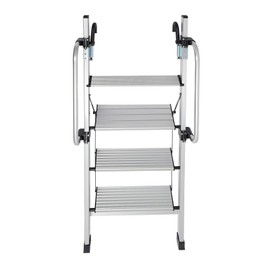 LyeXD 4-Step Ladder with Adjustable Handrail, Aluminium Bunk Bed Ladder for Heavy Duty People Lightweight Portable Stepladder, 330.69 lbs Sturdy Steel Ladder with Wide Pedal for Caravans, Lofts