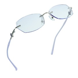 LifeArt Blue Light Blocking Glasses, Computer Reading Glasses, Anti Blue Rays, Reduce Eyestrain, Rimless Frame Tinted Lens with Diamond, Stylish for Men and Women (+1.00 Magnification)