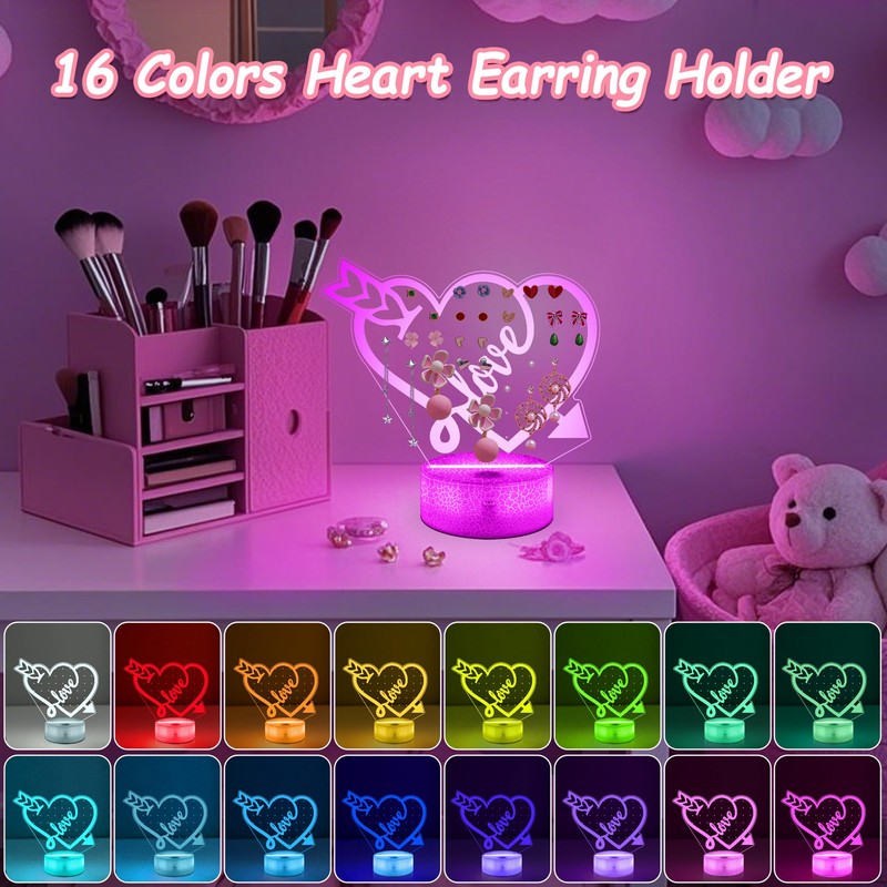 CoolGift Mart Romantic Love Arrow 3D Luminous Desktop Earring Organiser